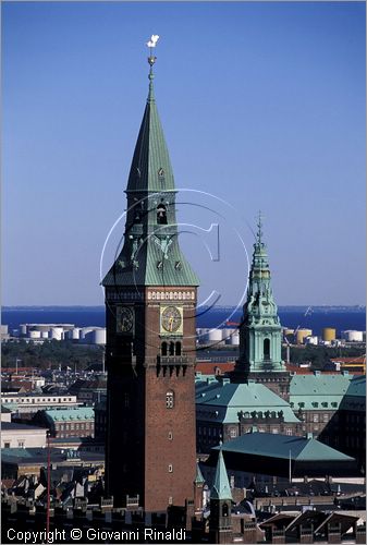 DENMARK - DANIMARCA - COPENHAGEN - veduta della citt dall'alto con il palazzo del Municipio e la torre