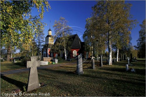 FINLAND - FINLANDIA - Hirtaniemi - chiesa e cimitero sul fiume Tomionjoki tra Tornio e Pello