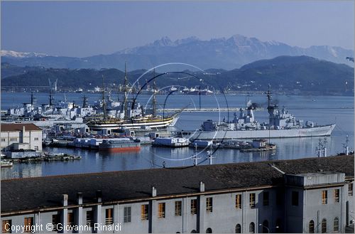 ITALY - LIGURIA - LA SPEZIA - veduta panoramica del porto con l'arsenale dalle pendici del Monte S.Croce