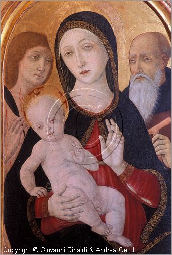 ITALY - PIENZA (SI) - Museo Diocesano d'Arte Sacra - sala 6: Madonna col Bambino, Sant'Antonio Abate e San Sebastiano (Guidoccio Cozzarelli - Siena 1450 - 1517) proveniente dalla pieve di San Leonardo a Montefollonico