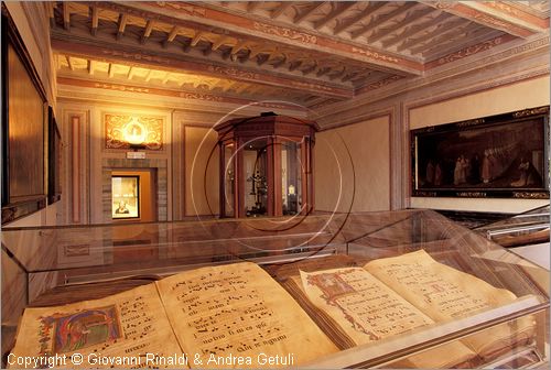 ITALY - PIENZA (SI) - Museo Diocesano d'Arte Sacra - sala 8: veduta della sala con i libri di coro della cattedrale di Pienza (1460-62)