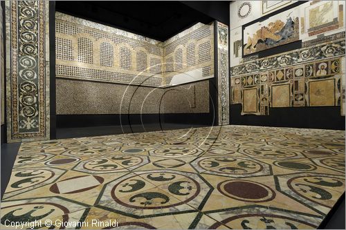 ITALY - LAZIO - ROMA - ROME - Museo dell'Alto Medioevo (ex Palazzo delle Scienze dell'EUR) - Opus Sectile di Porta Marina di Ostia Antica - la straordinaria decorazione a intarsio di marmi colorati che ornava la sala di rappresentanza di una domus monumentale - veduta generale