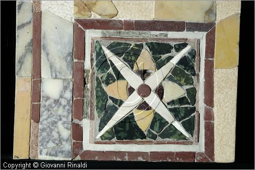 ITALY - LAZIO - ROMA - ROME - Museo dell'Alto Medioevo (ex Palazzo delle Scienze dell'EUR) - Opus Sectile di Porta Marina di Ostia Antica - la straordinaria decorazione a intarsio di marmi colorati che ornava la sala di rappresentanza di una domus monumentale - fregio decorativo sulla parete di destra