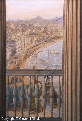 ROMA
Villa Torlonia
Museo del Casino dei Principi
Piano nobile, terza sala (Sala da Pranzo o Sala delle Vedute).
La decorazione pittorica a tempera delle pareti  attribuita al Carretti.
vedute del Golfo di Napoli, particolare