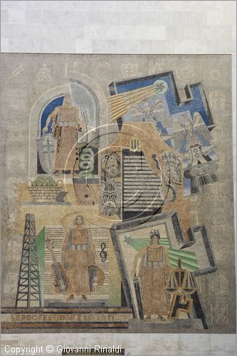 ITALY - ROMA - EUR - Palazzo delle Arti e Tradizioni Popolari - mosaico di Fortunato Depero "Le Professioni e le Arti" (1942)