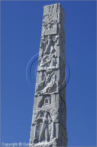 ITALY - ROMA - EUR - Piazza G. Marconi con la stele ideata da Arturo Dazi che celebra con 92 rilievi l'invenzione della radio