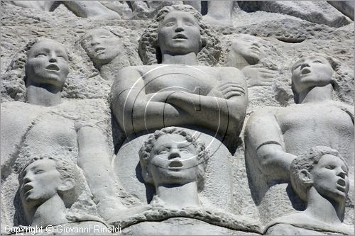 ITALY - ROMA - EUR - Piazza G. Marconi con la stele ideata da Arturo Dazi che celebra con 92 rilievi l'invenzione della radio