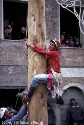 ITALY - PASTENA (FR)
Festa della SS. Croce (30 aprile - 3 maggio)
il maggio diventa l'albero della cuccagna, chi riesce a scalarlo fino alla cima vince i premi